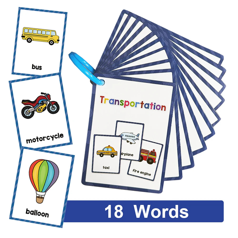 Montessori Kids English Words Learning Flashcards Early Educational Cards Classroom Supplies Kindergarten Teacher Teaching Aids