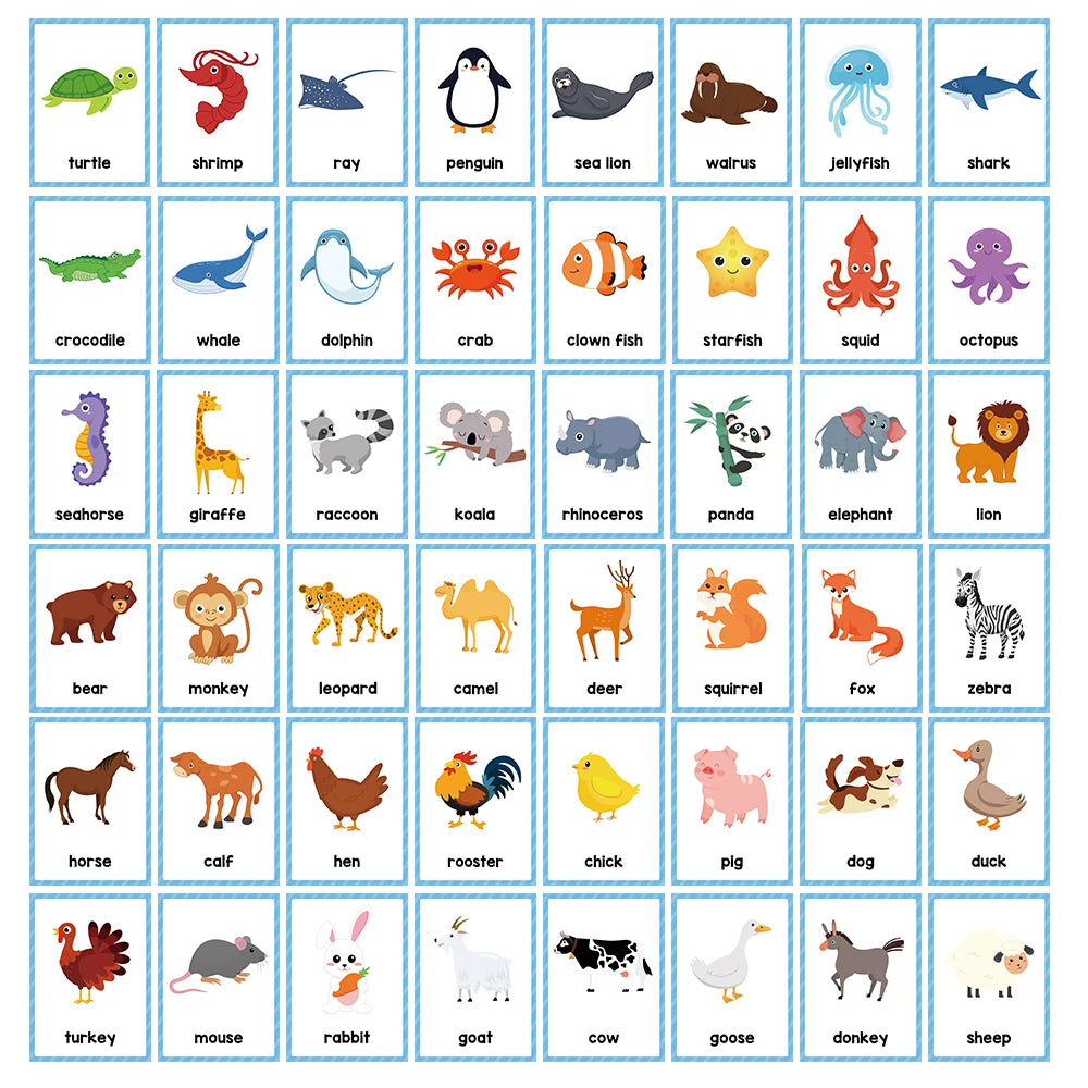 Montessori Kids English Words Learning Flashcards Early Educational Cards Classroom Supplies Kindergarten Teacher Teaching Aids
