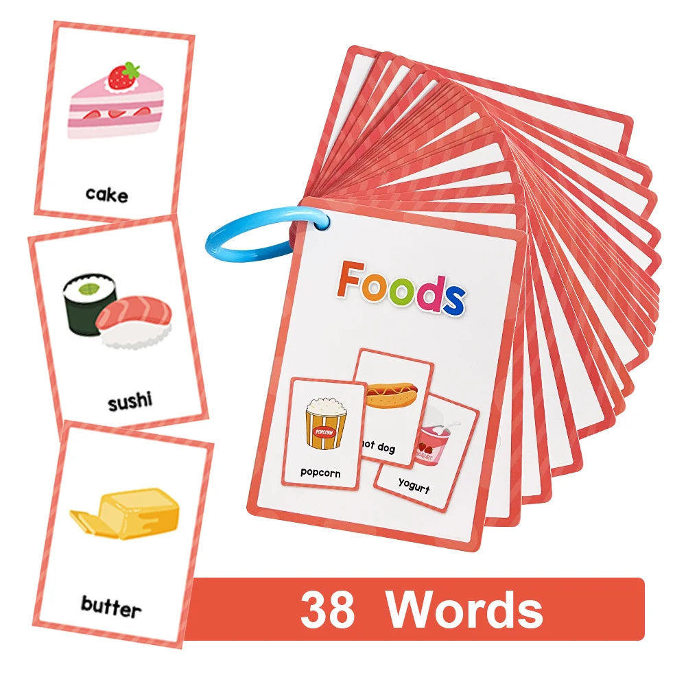 Montessori Kids English Words Learning Flashcards Early Educational Cards Classroom Supplies Kindergarten Teacher Teaching Aids