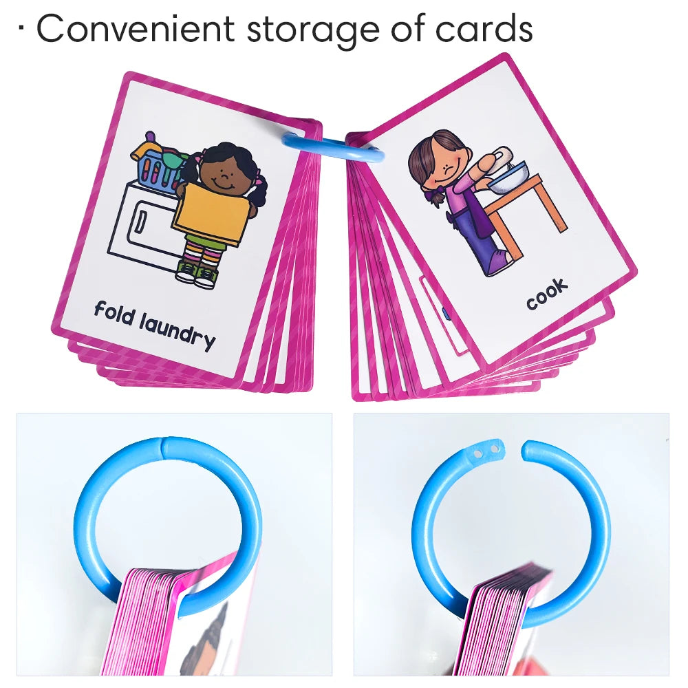 Montessori Kids English Words Learning Flashcards Early Educational Cards Classroom Supplies Kindergarten Teacher Teaching Aids