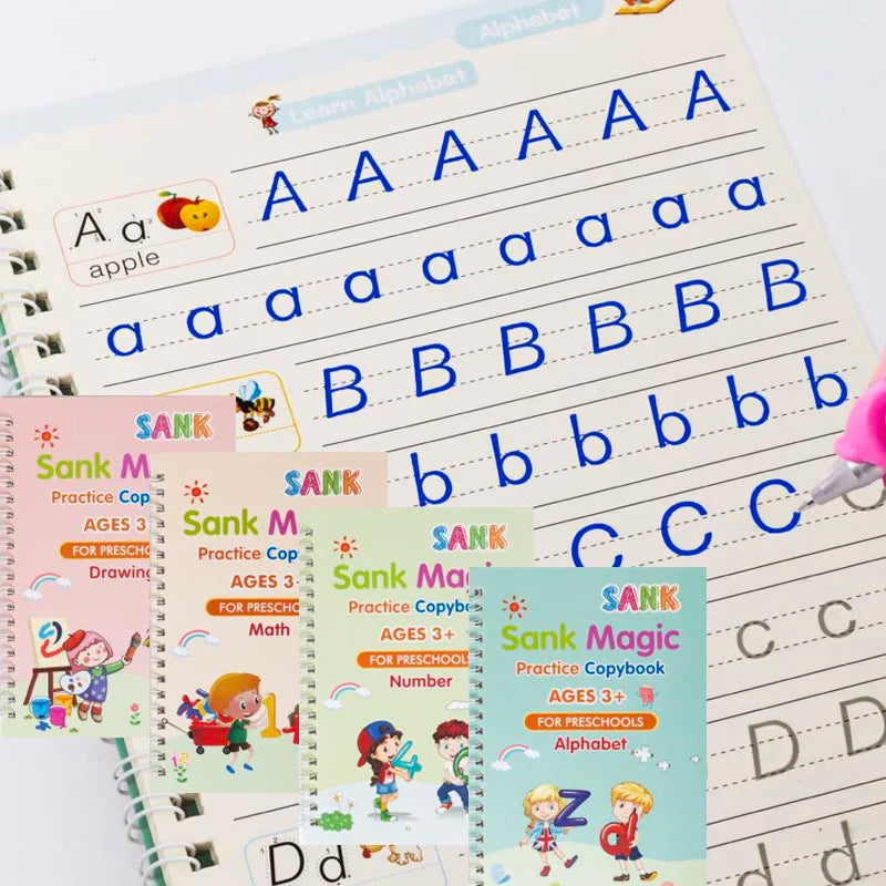 Free Shipping SANK Copybooks Pen Magic Copy Book Free Wiping Children's Kids Writing Sticker Practice Copybook For Calligraphy